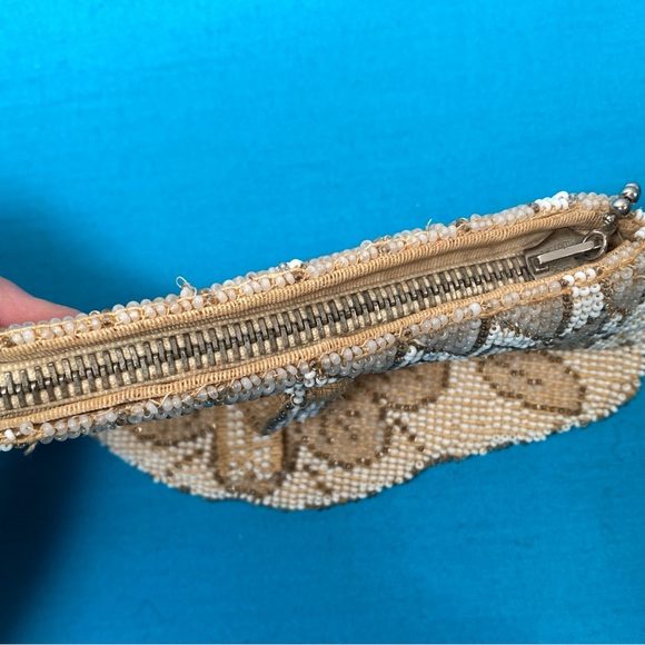 Artisan Beaded Clutch in Cream and Brown - Picture 5 of 11